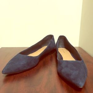 Elie Tahari blue suede flats with mirrored heel